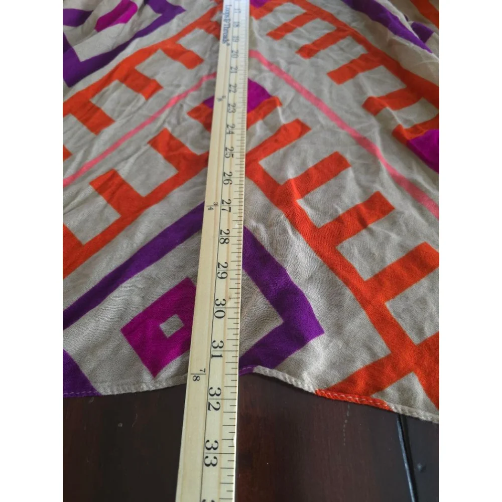 Women's Michael Stars One Size Beige Orange Purple Geometric Summer Shawl Wrap